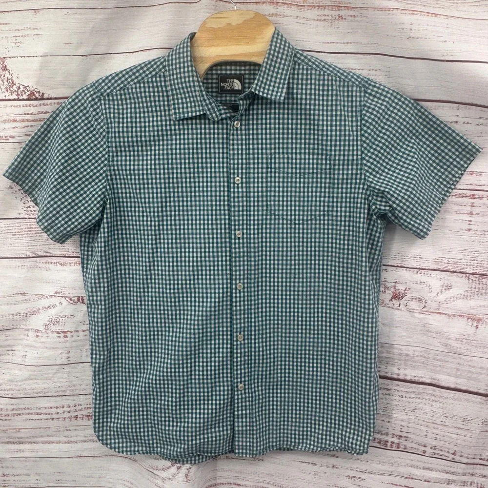 The North Face Shirt Mens Size XL Gingham Plaid Short Sleeve‎ Button Up Casual